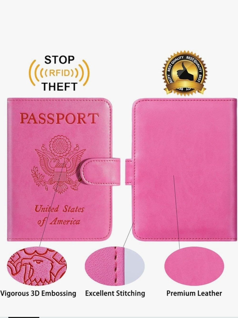 RFID-Blocking Pink Passport & Card Holder